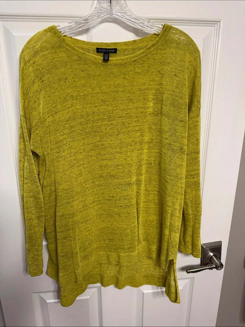 Eileen Fisher Chartreuse Lightweight Scoop Neck Sweater